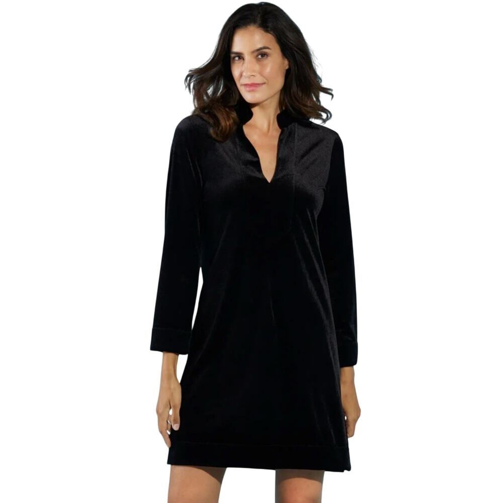 Jude Connally $258 Kate Velvet Elegant Black Mini Tunic Style Dress Size XS